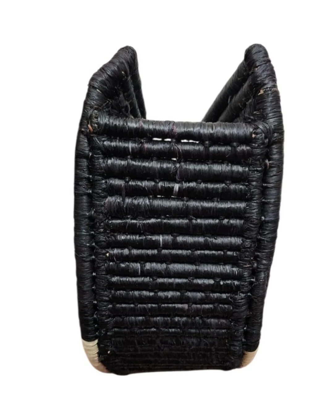 EILAF Large Half Moon Raffia Top Handle Bag Black Woven Straw Clutch Boho Design - Picture 3 of 14